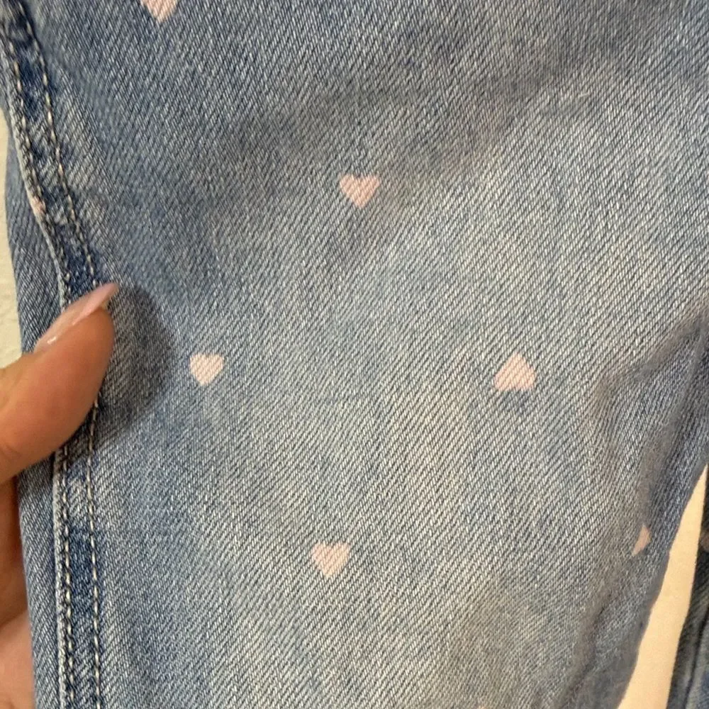 OshKosh B'gosh Blue Denim Overalls with Pink Hearts